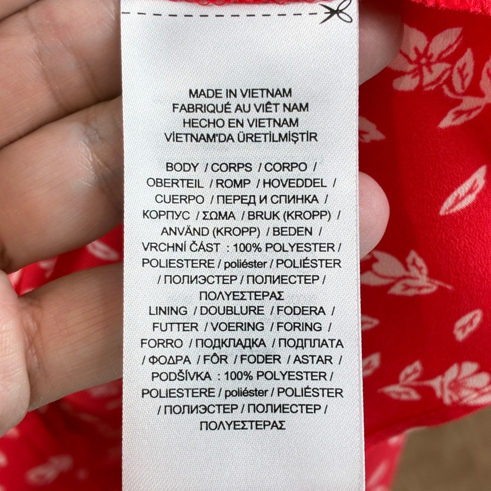 Lauren Ralph Lauren Womens 12 Midi Dress Red Floral Button Front Cottagecore - Picture 13 of 16
